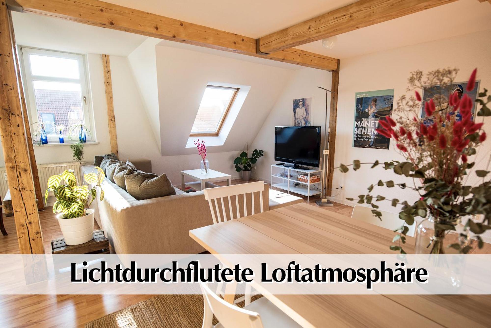 Helles 80M2 Maisonette-Loft Mit Balkon, Kingsize Bett, Smart-Tv, Etc Erfurt Extérieur photo